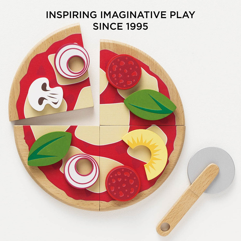 Le Toy Van Pizza & Toppings with Slice Cutter - 13 Pieces (4) FSC 100%