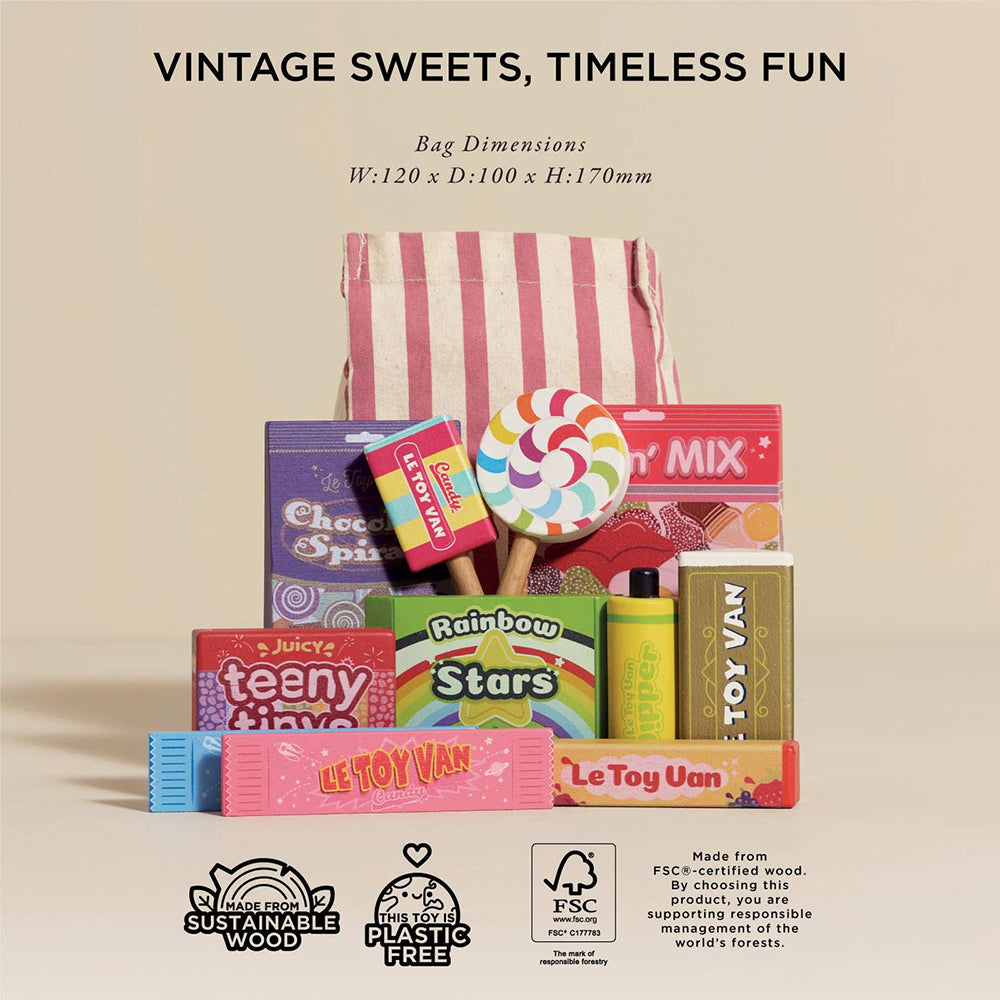 Le Toy Van Retro Sweets and Candy Roleplay Set - 12 Piece (4) FSC 100%