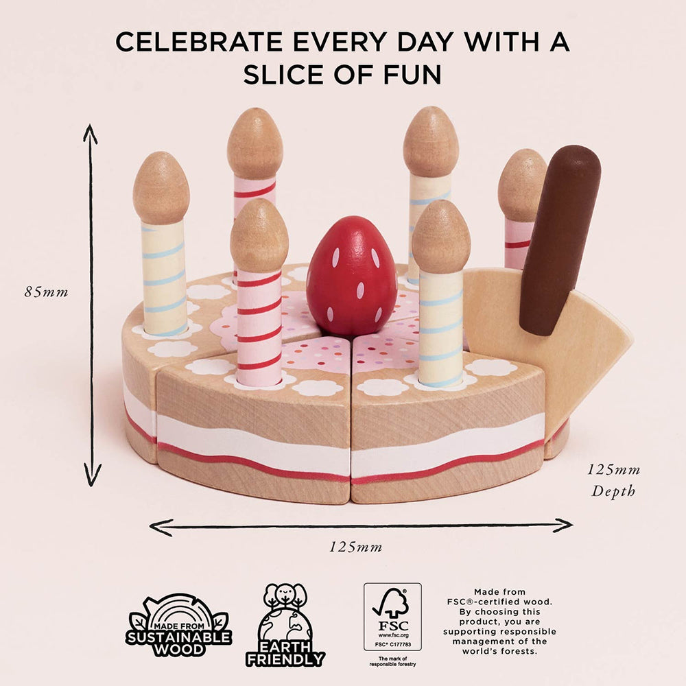 Le Toy Van Sliceable Birthday Cake & Candles - 8 Piece (6) FSC 100%