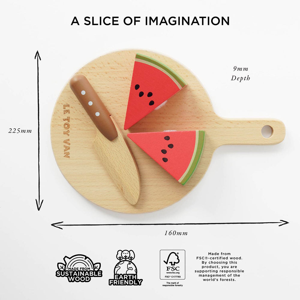 Le Toy Van Wooden Chopping Board & Sliceable Play Food (4) FSC 100%