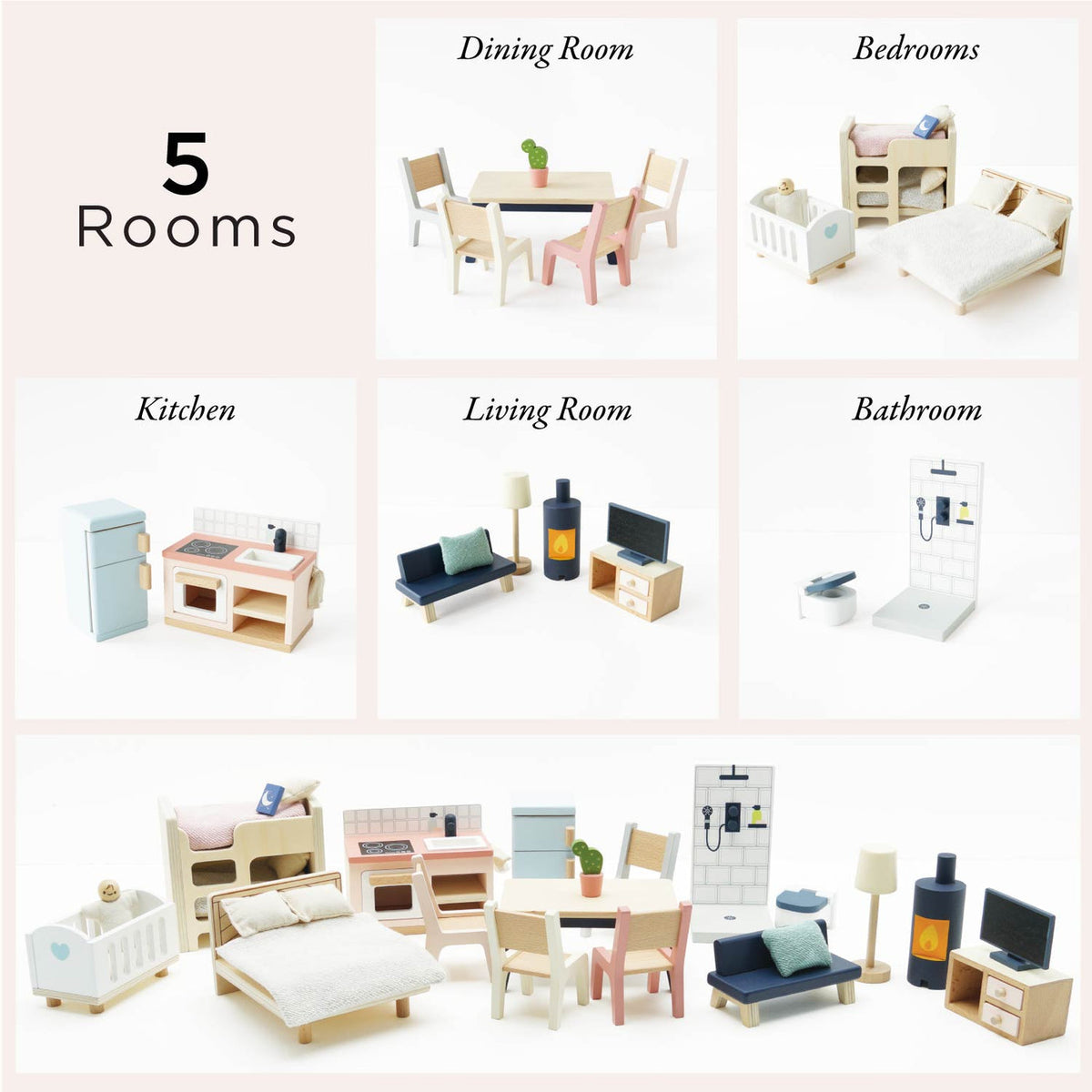 Le Toy Van Complete Dolls House Indoor Furniture Set (6 x sets) - FSC 100%
