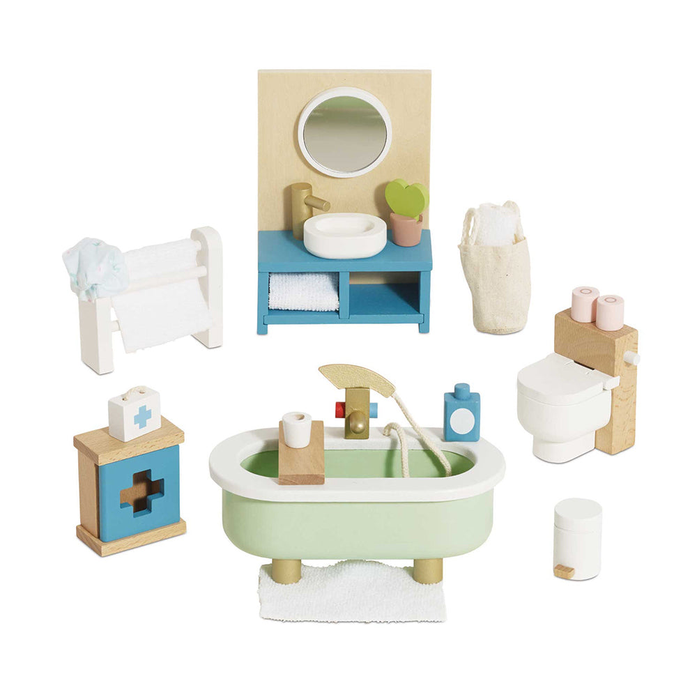 Le Toy Van Wooden Dolls house Bathroom Furniture - 19 Pc (4) FSC 100%