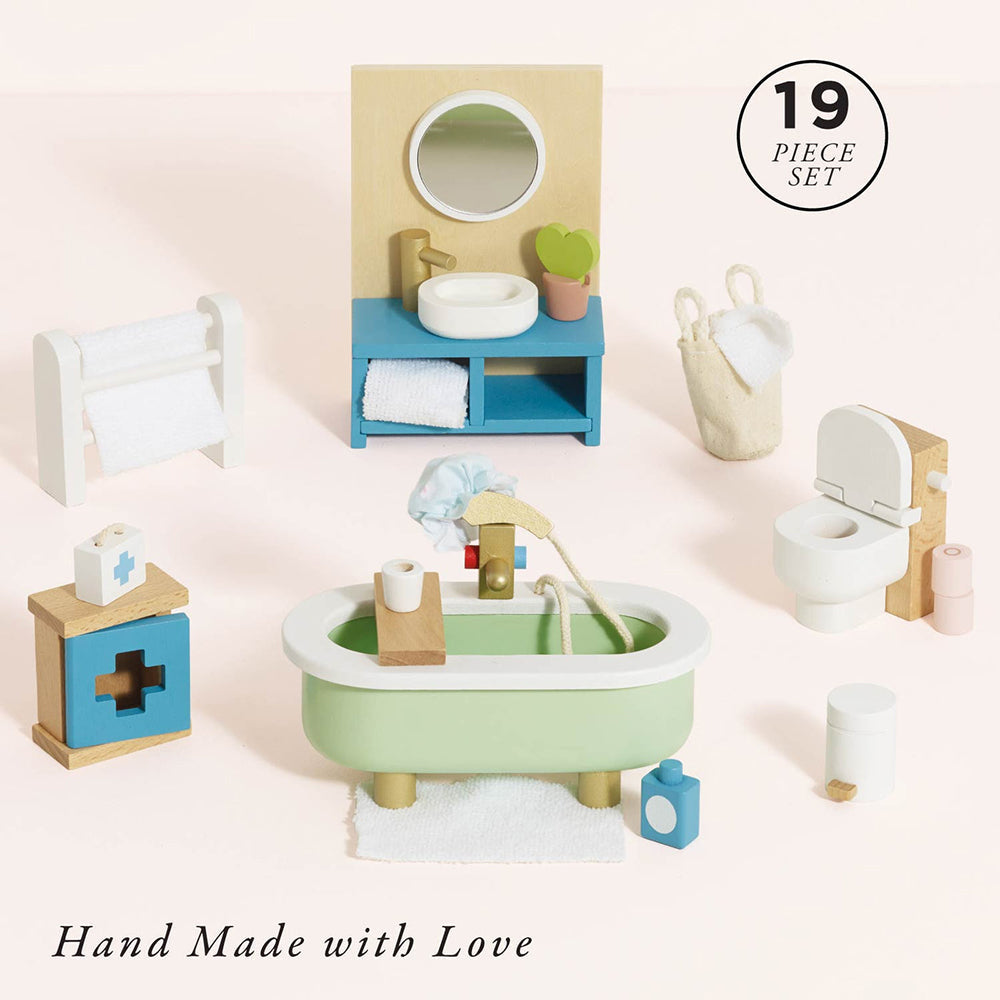 Le Toy Van Wooden Dolls house Bathroom Furniture - 19 Pc (4) FSC 100%