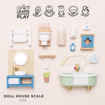 Le Toy Van Wooden Dolls house Bathroom Furniture - 19 Pc (4) FSC 100%