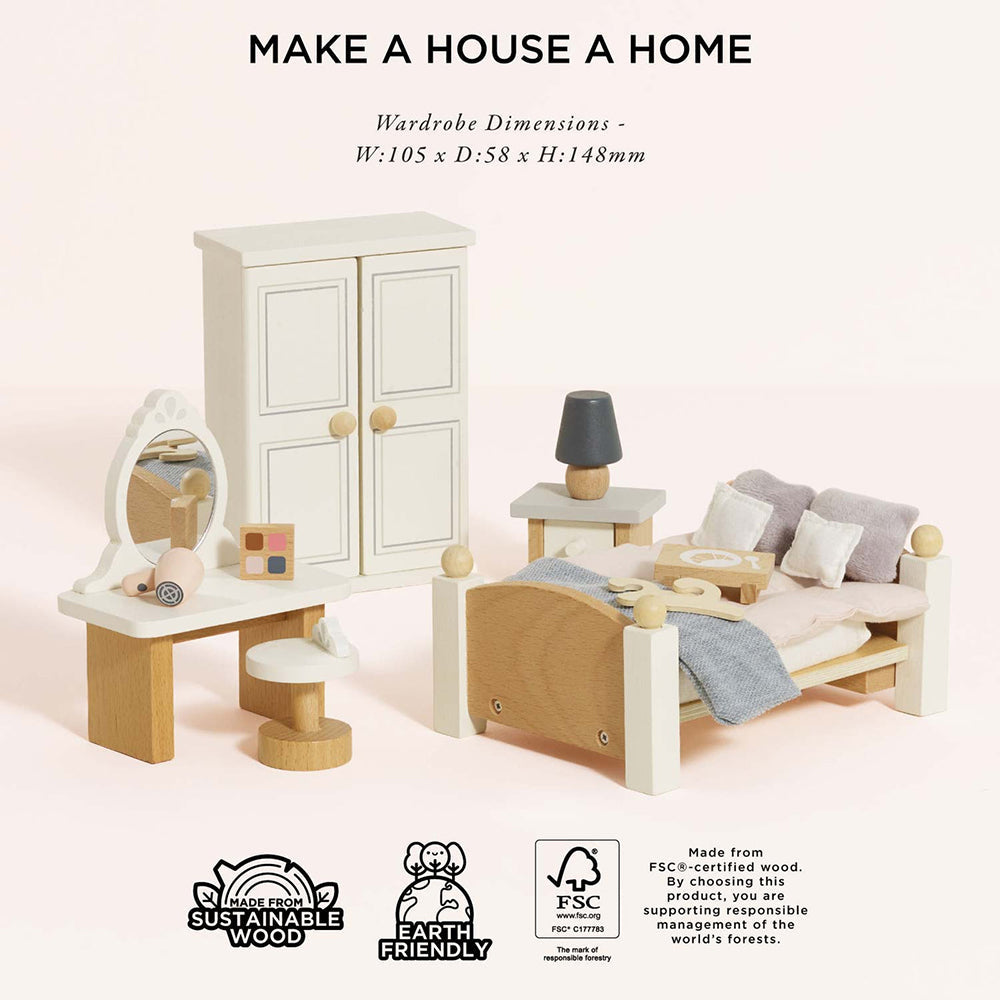 Le Toy Van Wooden Dolls house Bedroom - 19 Piece (4) FSC 100%