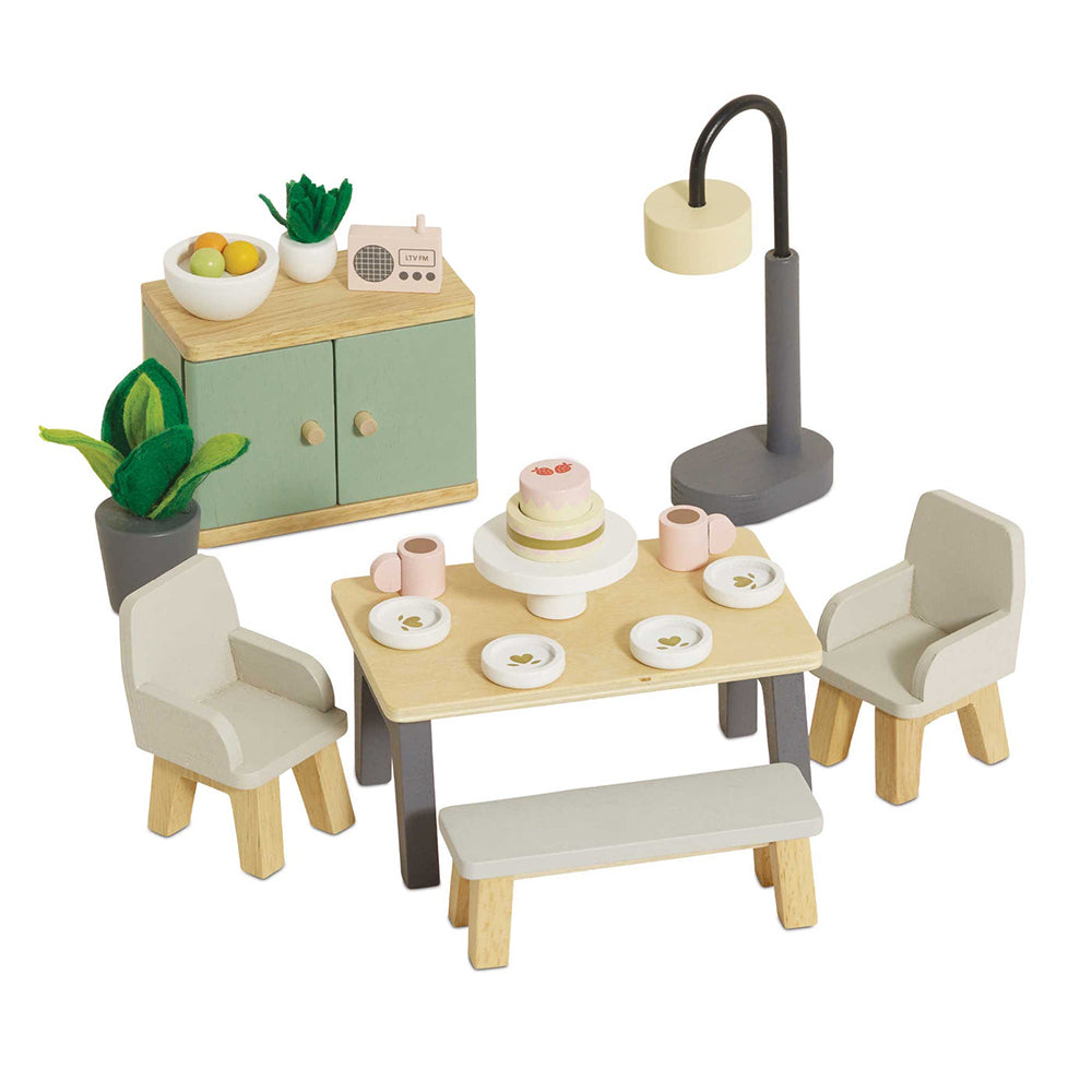 Le Toy Van Wooden Dolls House Dining Room - 18 Piece (4) FSC 100%