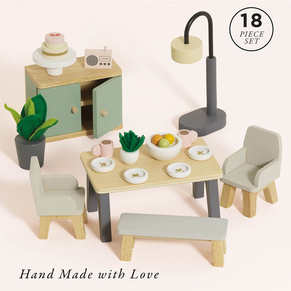 Le Toy Van Wooden Dolls House Dining Room - 18 Piece (4) FSC 100%