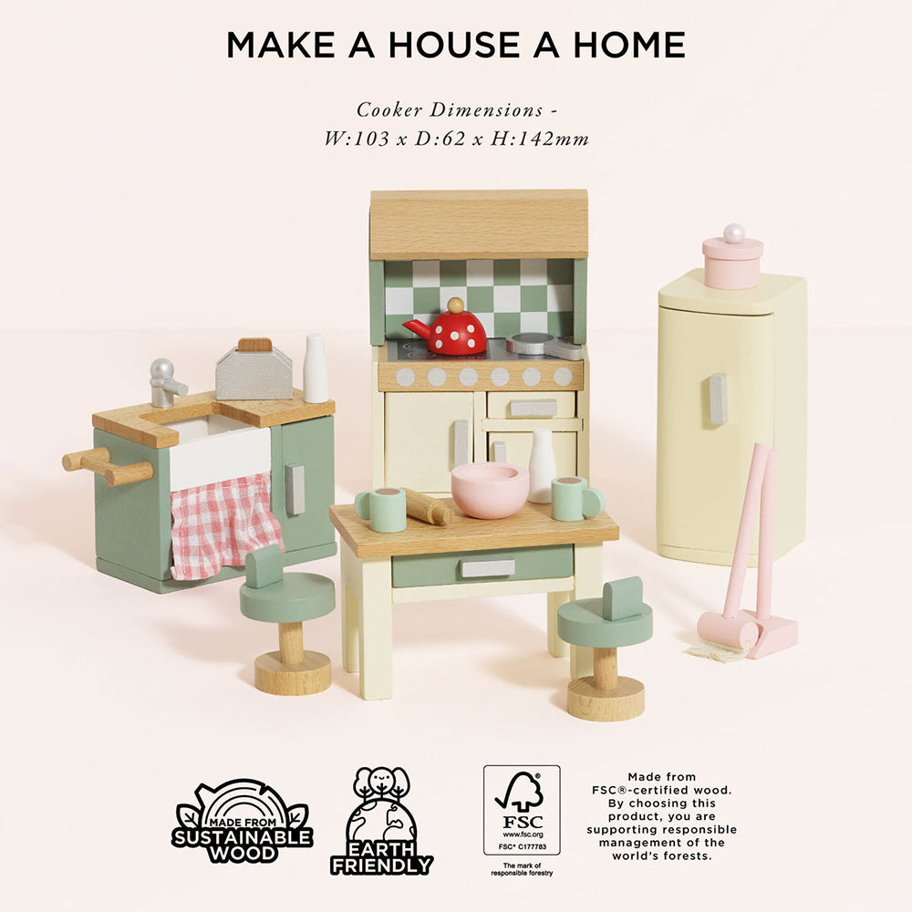 Le Toy Van Wooden Dolls house Kitchen Furniture - 20 Piece (4) FSC 100%