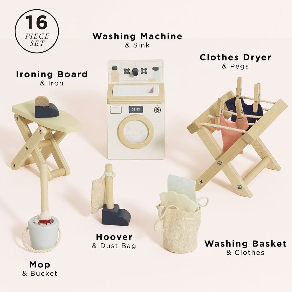 Le Toy Van Wooden Dolls House Laundry Room - 16 Piece (4) FSC 100%