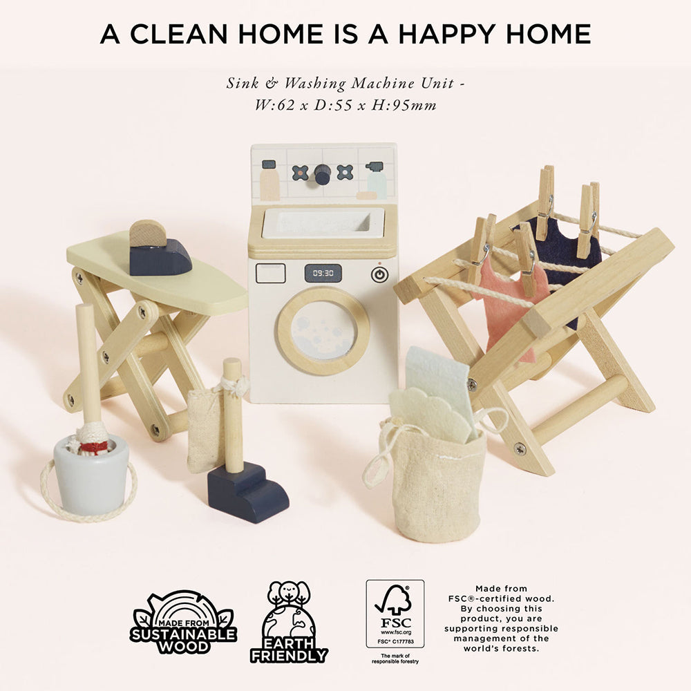 Le Toy Van Wooden Dolls House Laundry Room - 16 Piece (4) FSC 100%