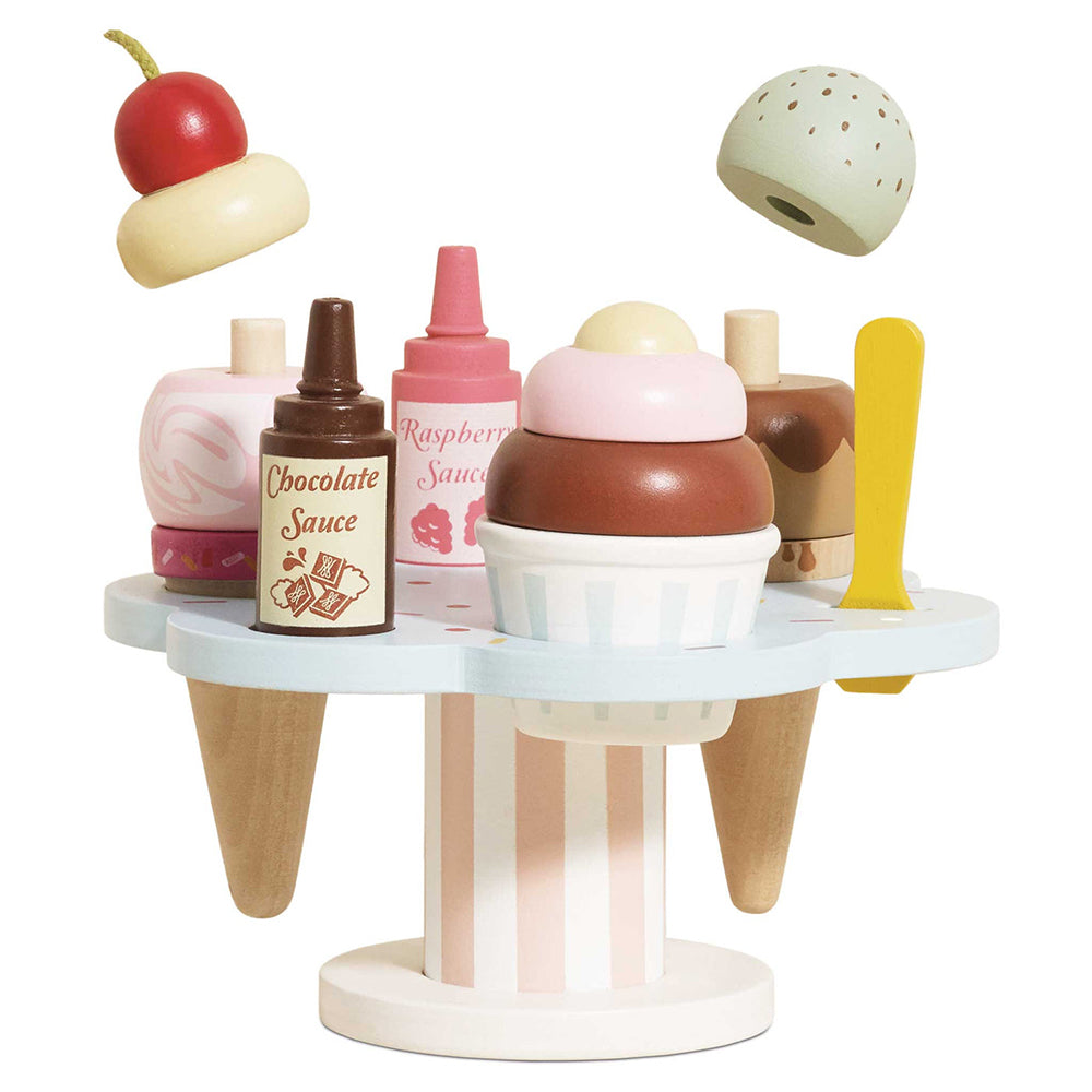 Le Toy Van Wooden Ice Cream Stand & Toppings (4) FSC 100%