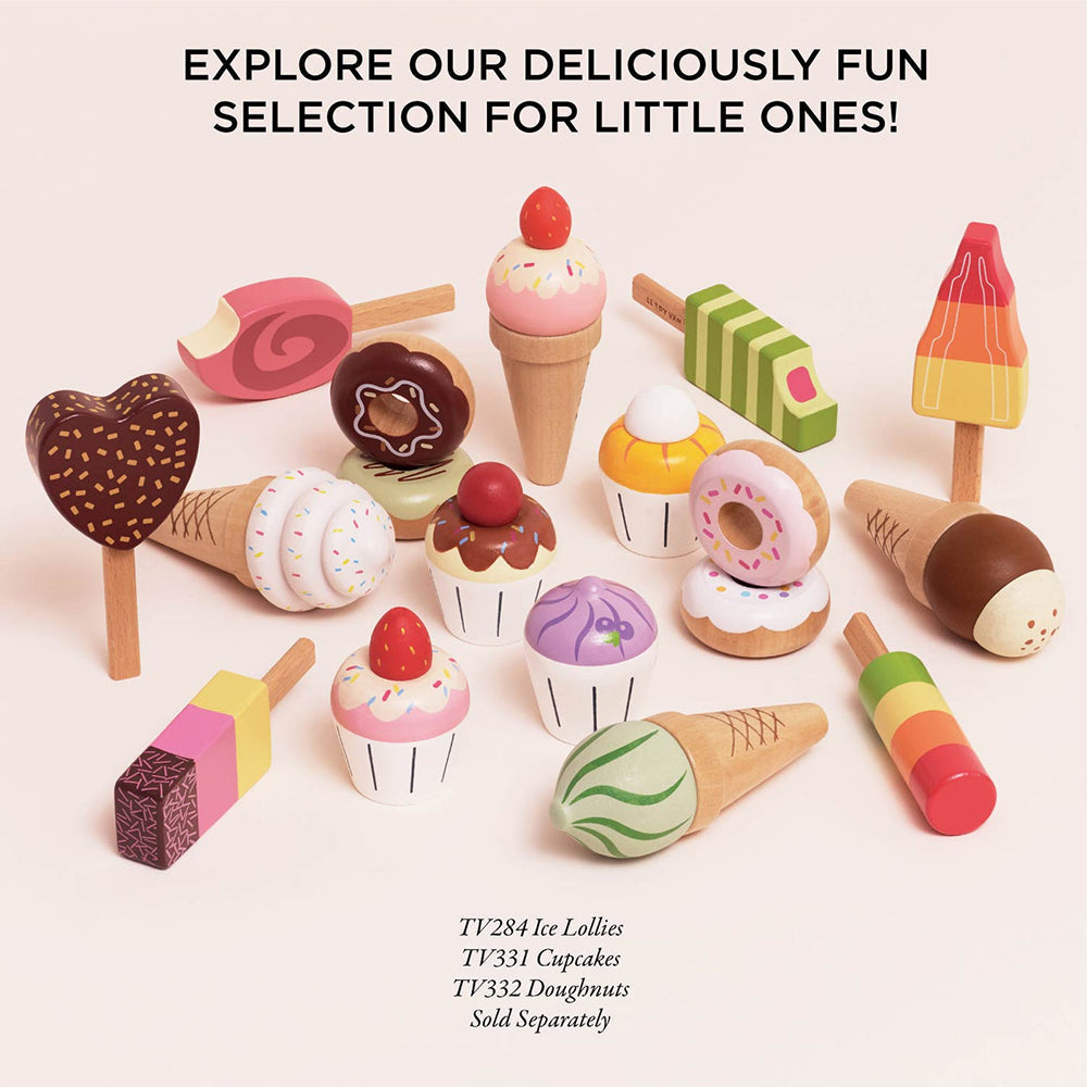 Le Toy Van Wooden Ice Cream Stand & Toppings (4) FSC 100%