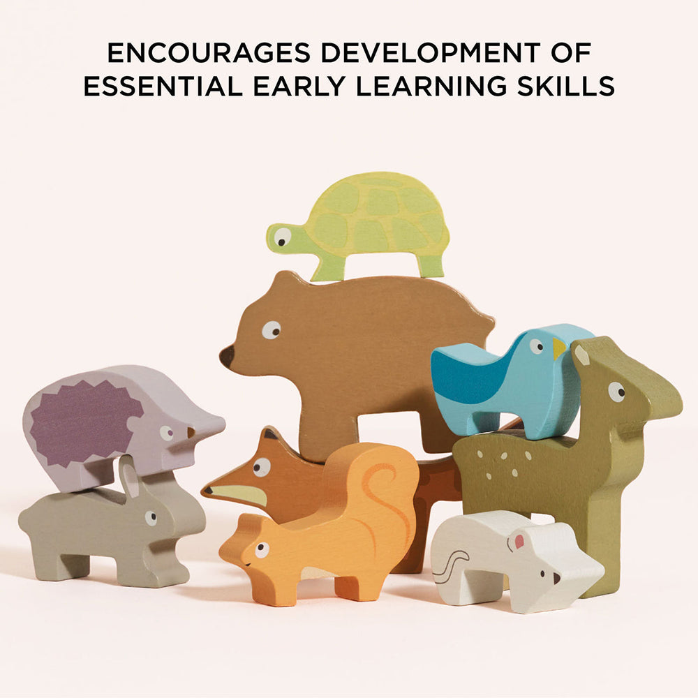 Le Toy Van Woodland Stacking Forest Animals & Bag - 10 Pc (6) FSC 100%