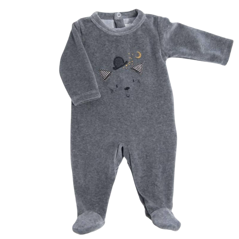 Moulin Roty Les Moustaches Soft Loop Velvet Fernand Sleepsuit