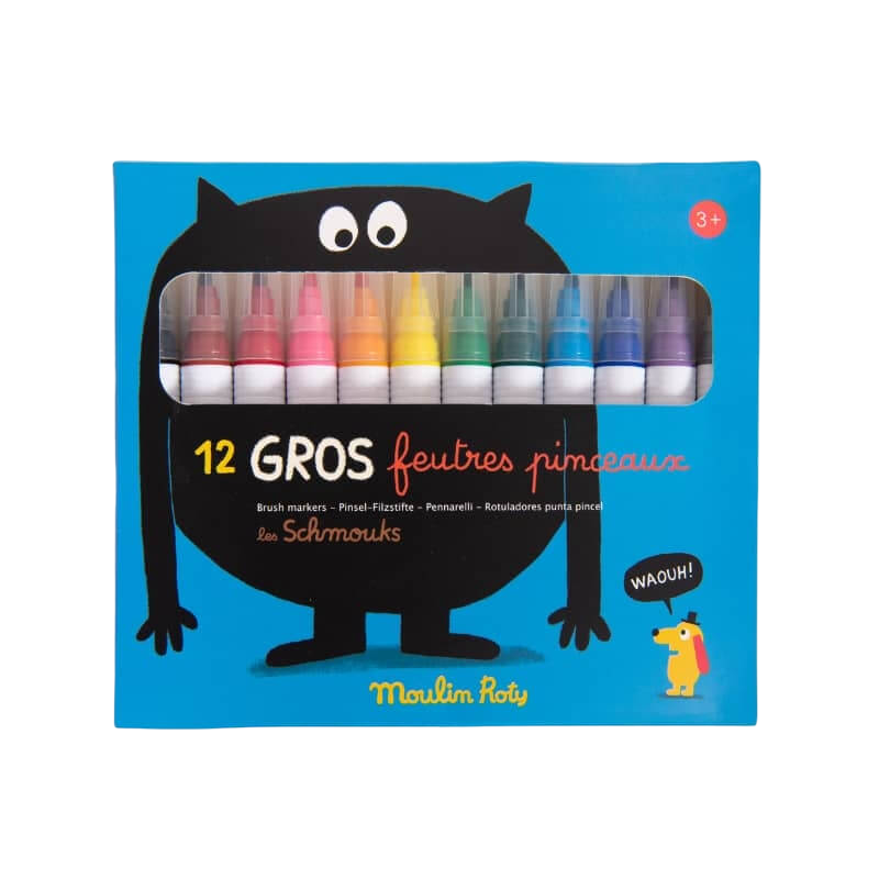 Moulin Roty Les Schmouks 12 Big Brush Markers 19.5x17cm