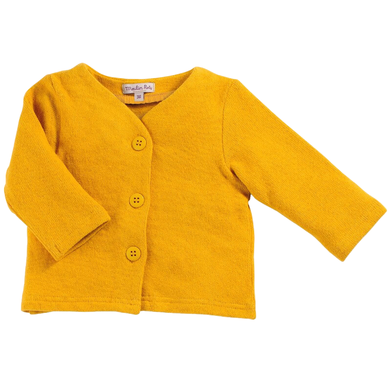 Moulin Roty Les Tartempois Manam Mustard Yellow Cardigan
