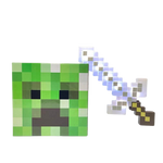 Pixel Art Toy Light-Up Adventure Sword + Creeper Cardboard Head Toy Set