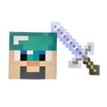 Pixel Art Toy Light-Up Adventure Sword + Diamond Steve Cardboard Head Toy Set