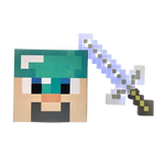 Pixel Art Toy Light-Up Adventure Sword + Diamond Steve Cardboard Head Toy Set
