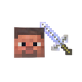 Pixel Art Toy Light-Up Adventure Sword + Steve Cardboard Head Toy Set