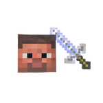 Pixel Art Toy Light-Up Adventure Sword + Steve Cardboard Head Toy Set