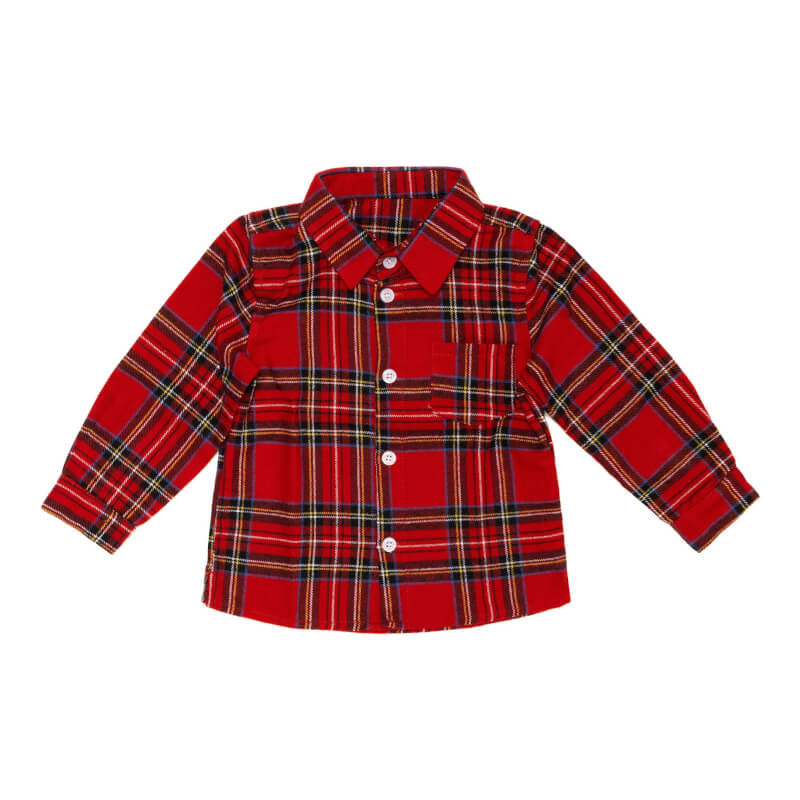 Cotton Pigs Little Boy's Red Tartan Shirt