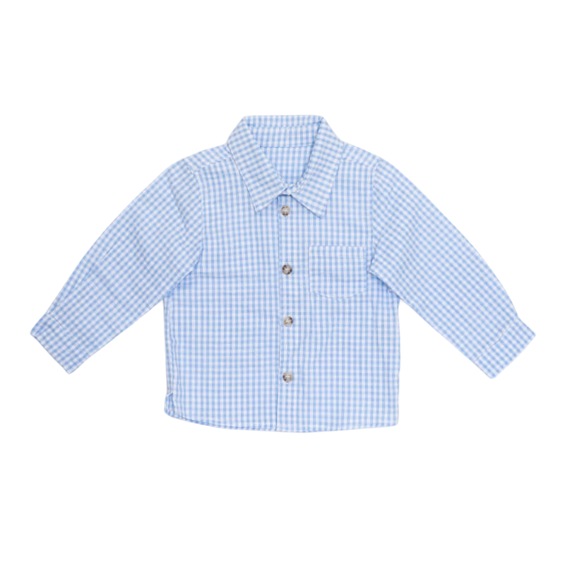 Cotton Pigs Little Boy's Blue Gingham Shirt