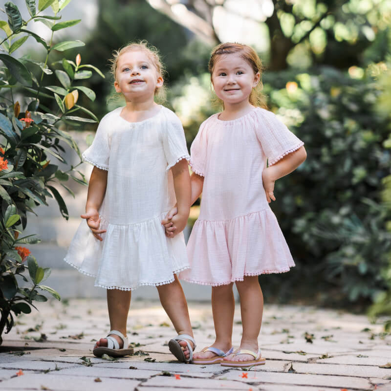 Cotton Pigs Little Girl's Vanilla Muslin Dress