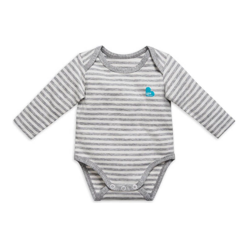 Love to Dream Long Sleeve Bodysuit - Stripe Grey - 1.0 Tog