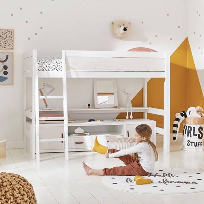 LIFETIME Kidsrooms Low Loft Bed with Slanted Ladder 90x200cm