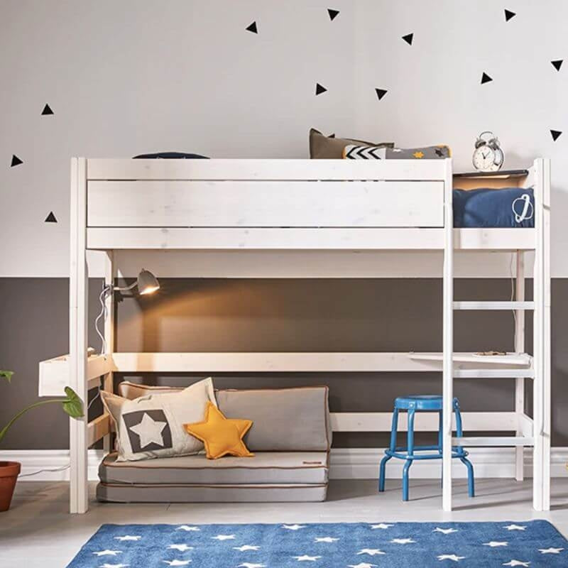 LIFETIME Kidsrooms Low Loft Bed with Straight Ladder 90x200cm