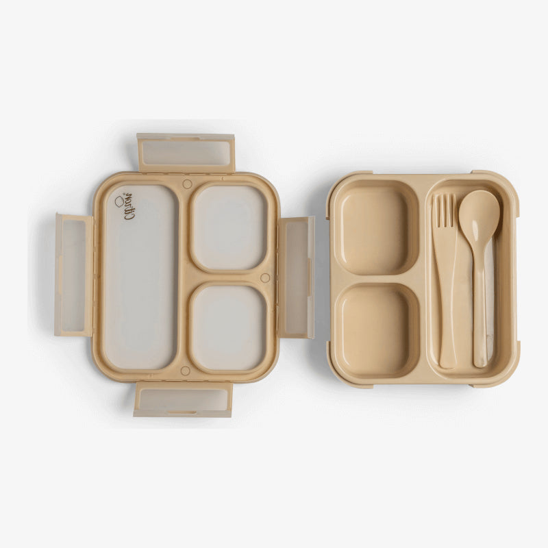 Citron Lunch Box with Fork & Spoon - Beige