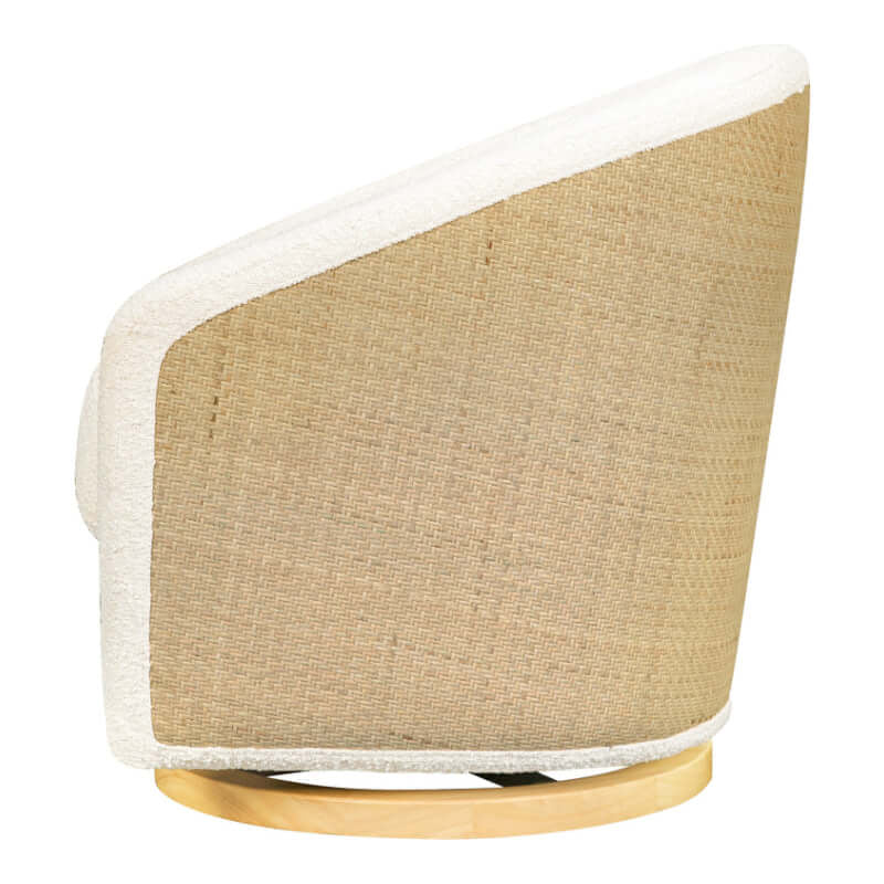 Babyletto Madison Swivel Glider - Ivory Boucle & Cane (with Light Wood Base)