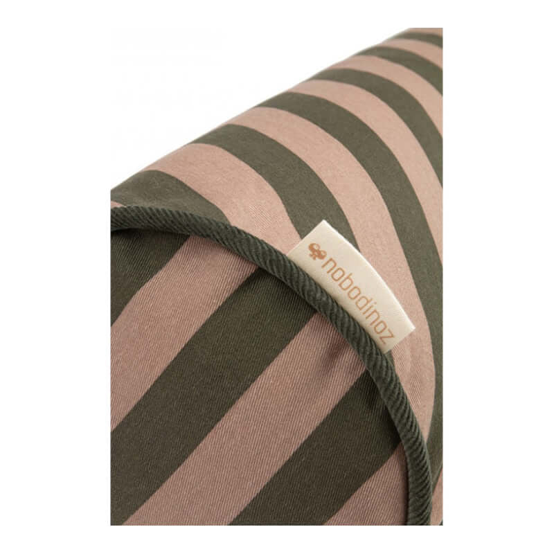 Nobodinoz Majestic Cylindric Cushion - Green Taupe Stripes