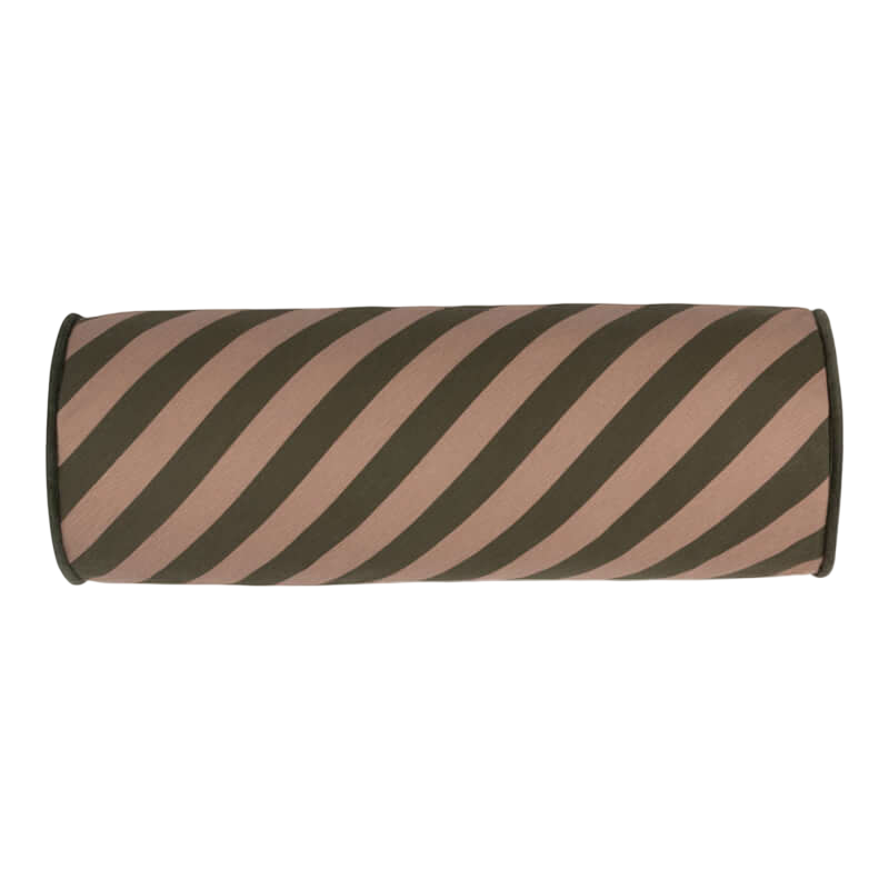 Nobodinoz Majestic Cylindric Cushion - Green Taupe Stripes