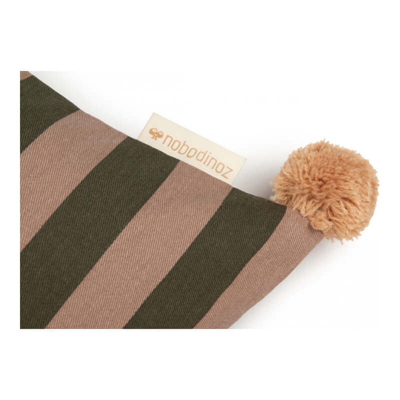 Nobodinoz Majestic Rectangular Cushion - Green Taupe Stripes