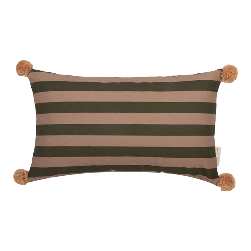 Nobodinoz Majestic Rectangular Cushion - Green Taupe Stripes