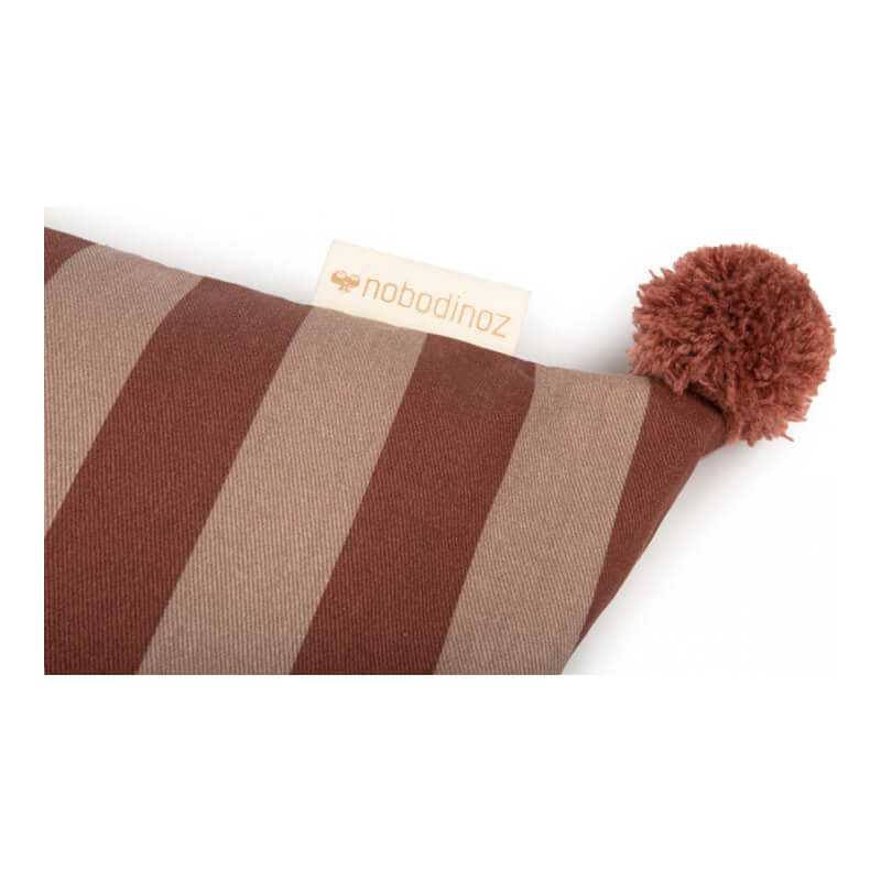 Nobodinoz Majestic Rectangular Cushion - Marsala Taupe Stripes