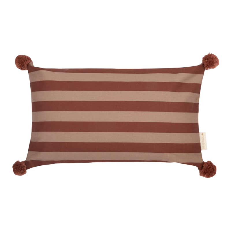 Nobodinoz Majestic Rectangular Cushion - Marsala Taupe Stripes