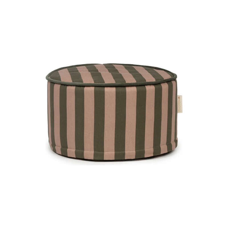 Nobodinoz Majestic Round Stool - Green Taupe Stripes