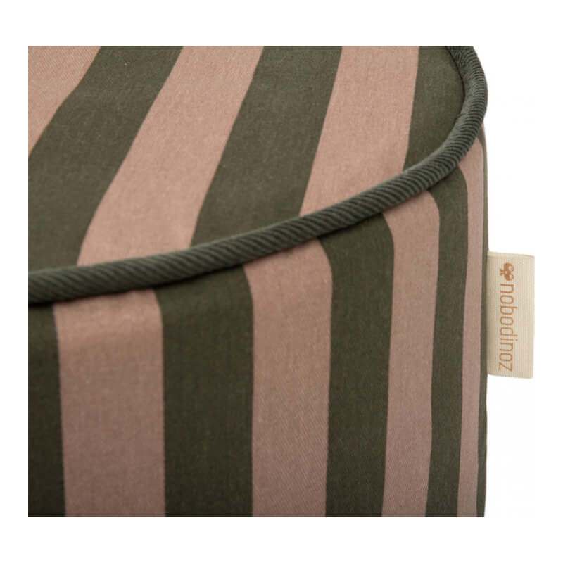 Nobodinoz Majestic Round Stool - Green Taupe Stripes