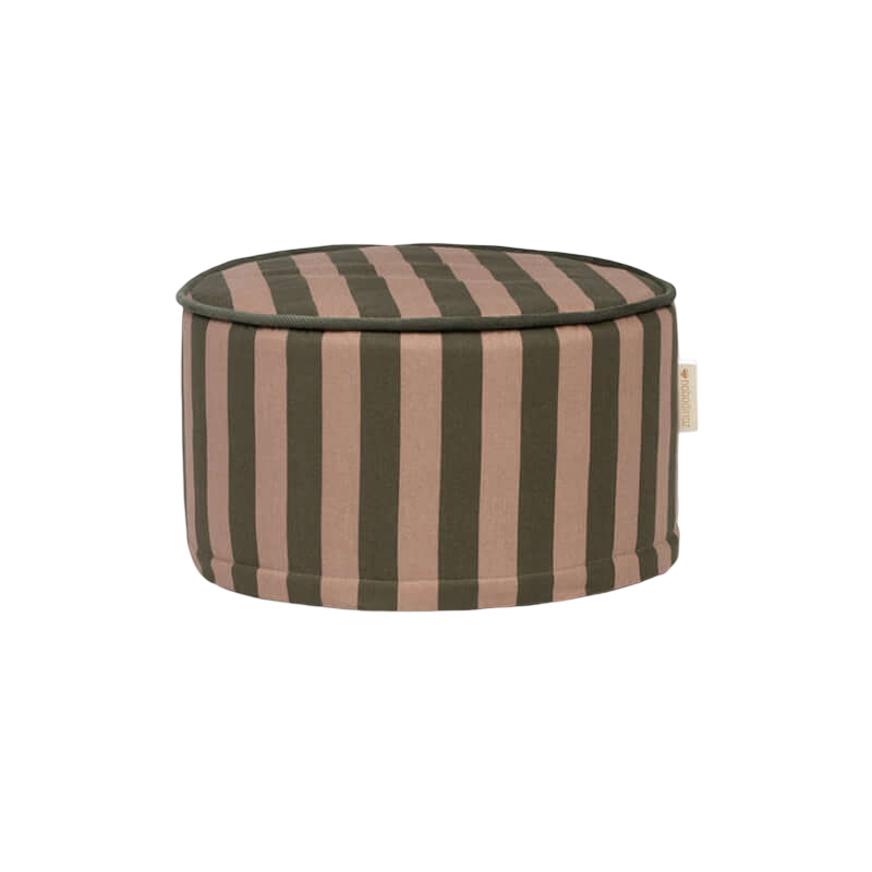 Nobodinoz Majestic Round Stool - Green Taupe Stripes