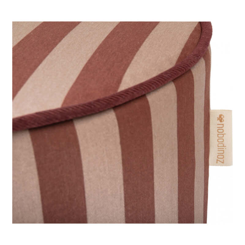 Nobodinoz Majestic Round Stool - Marsala Taupe Stripes