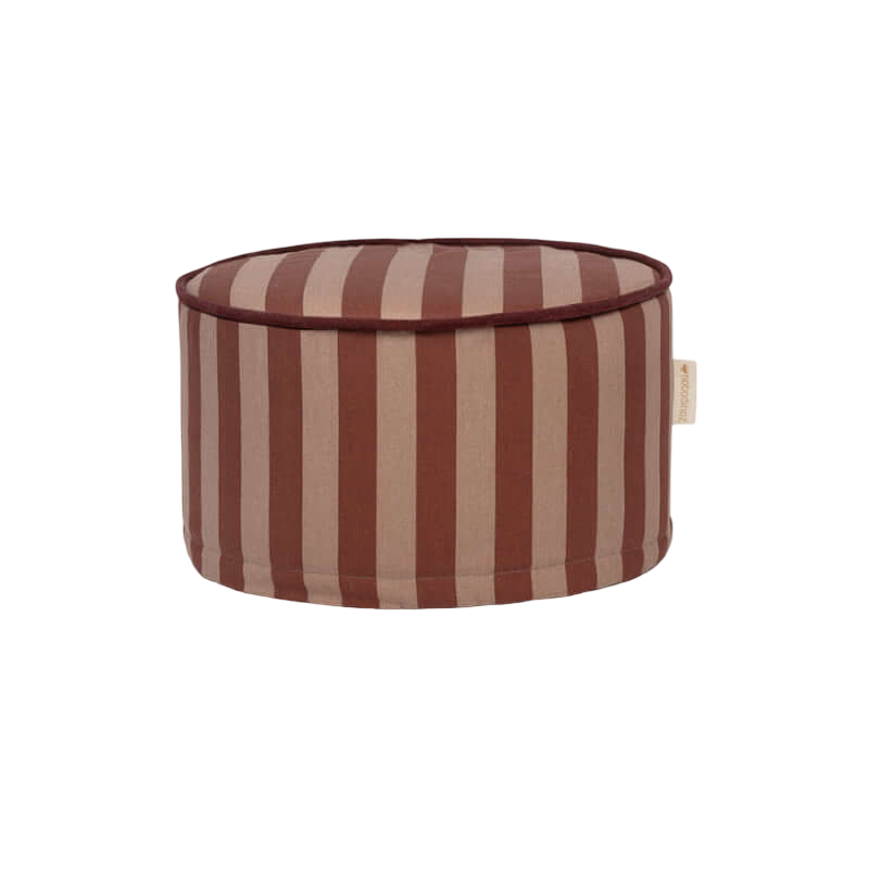 Nobodinoz Majestic Round Stool - Marsala Taupe Stripes