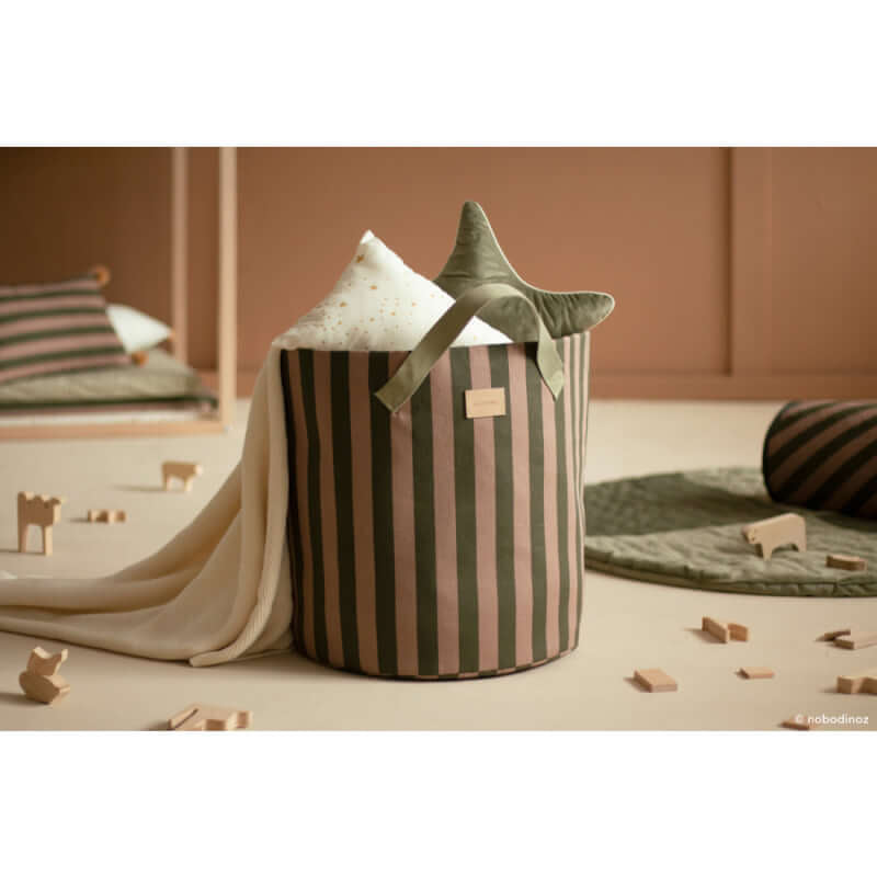 Nobodinoz Majestic Toybag - Green Taupe Stripes