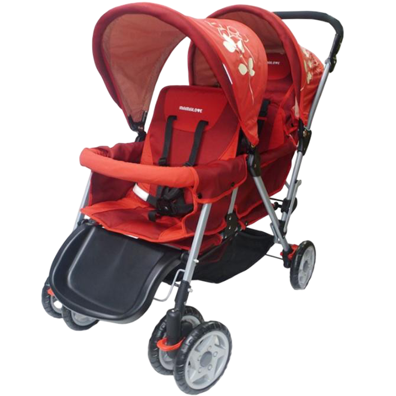MamaLove Twin Stroller - Red