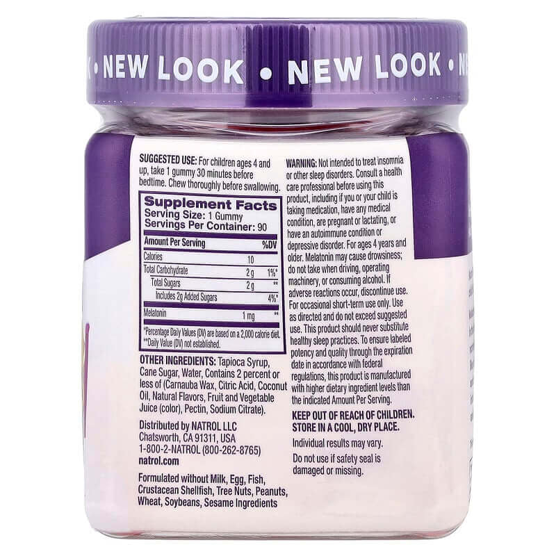 Natrol Kids Melatonin Gummies, Ages 4+, Raspberry, 1 mg, 90 Gummies