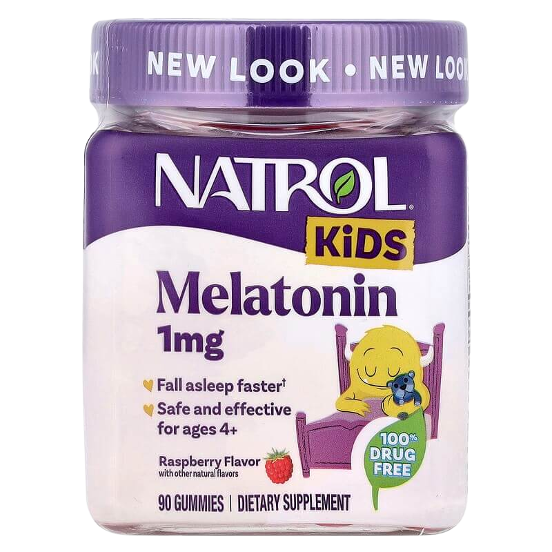 Natrol Kids Melatonin Gummies, Ages 4+, Raspberry, 1 mg, 90 Gummies