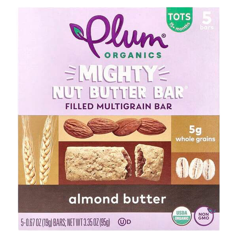 Plum Organics Mighty Nut Butter Bar 15 Months & Up Almond Butter 5 Bars 0.67 oz (19 g) Each