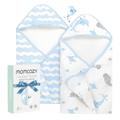 Momcozy Hooded Toddler Towel 2 in a pack 35 x 35 inches - Marine Whale Magic